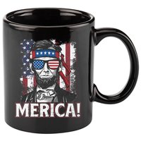Abraham Lincoln Merica USA American Flag 4th of July 11oz C Handle Ceramic Mug