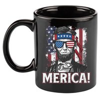 Abraham Lincoln Merica USA American Flag 4th of July 11oz C Handle Ceramic Mug