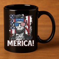 Abraham Lincoln Merica USA American Flag 4th of July 11oz C Handle Ceramic Mug