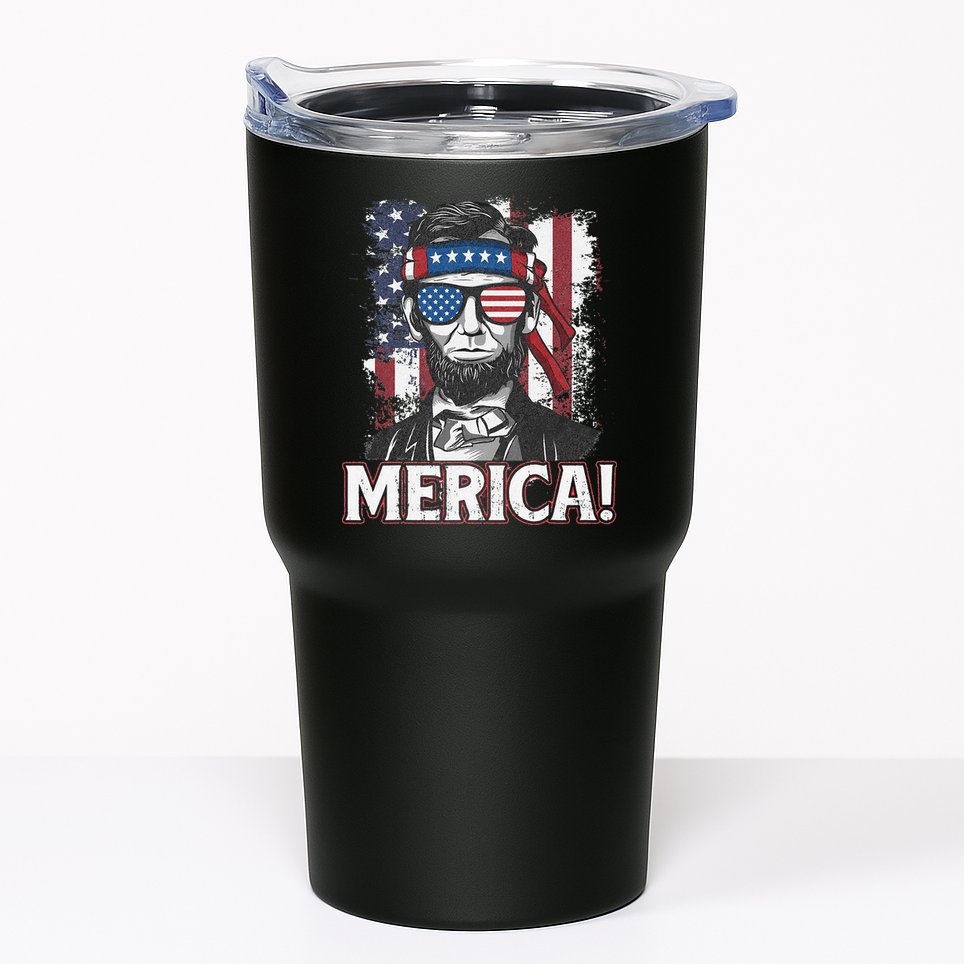 Abraham Lincoln Merica USA American Flag 4th of July Tumbler