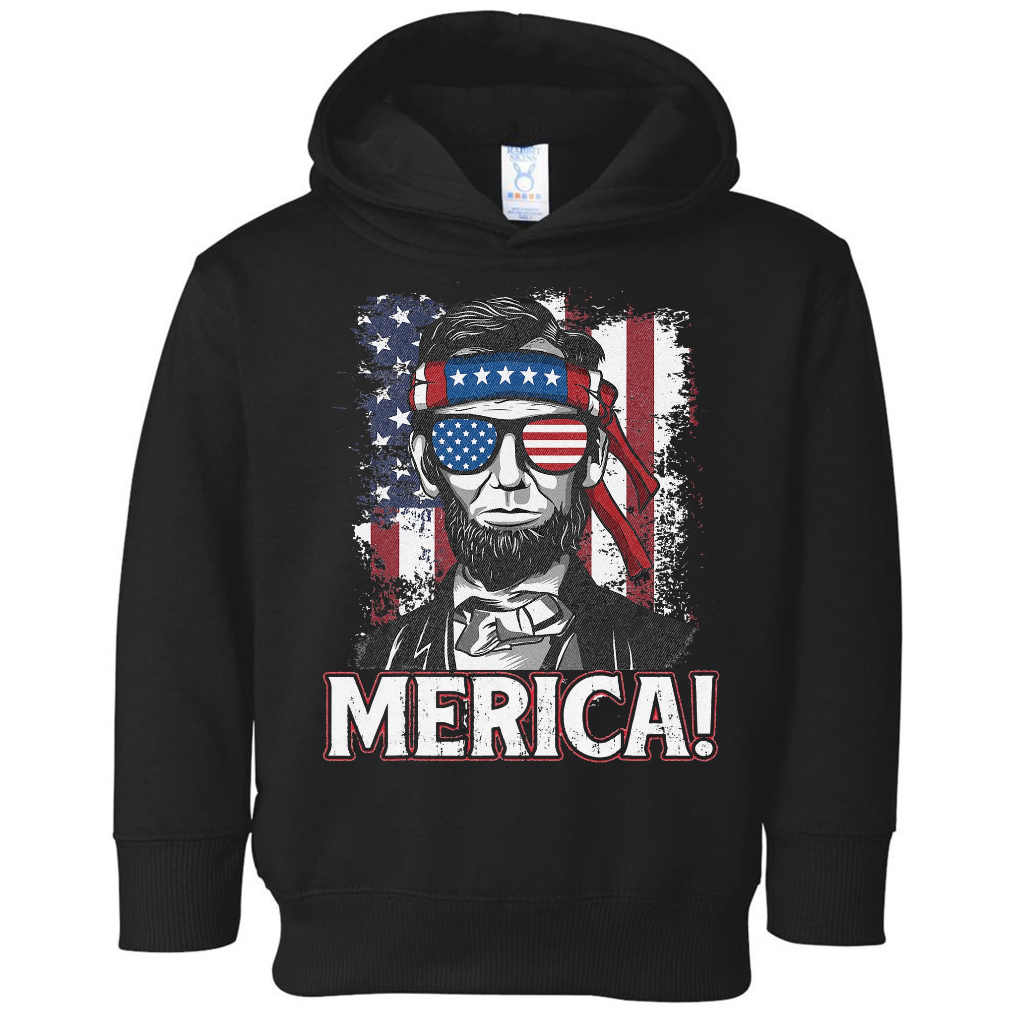 Abraham Lincoln Merica USA American Flag 4th of July Toddler Hoodie