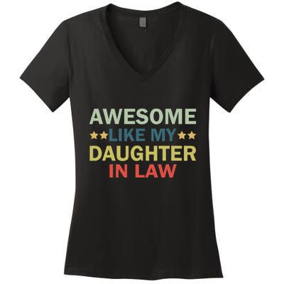 Awesome Like My Daughter In Law Family Lovers Retro Vintage Women's V-Neck T-Shirt
