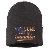 Awesome Like My Daughter Retro Funny Dad Fathers Day Dad Sustainable Knit Beanie