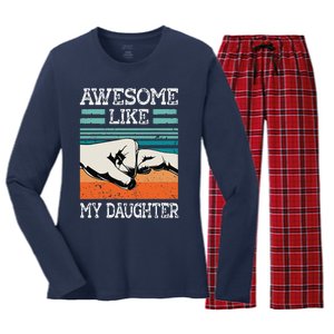 Awesome Like My Daughter Funny FatherS Day Dad Joke Women's Long Sleeve Flannel Pajama Set 