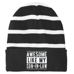 Awesome Like My Son In Law Family Lovers Fathers Day Striped Beanie with Solid Band