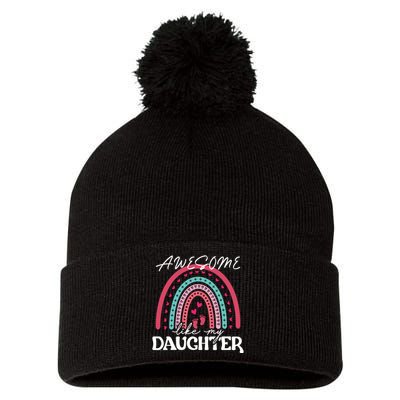 AWESOME LIKE MY DAUGHTER T Pom Pom 12in Knit Beanie