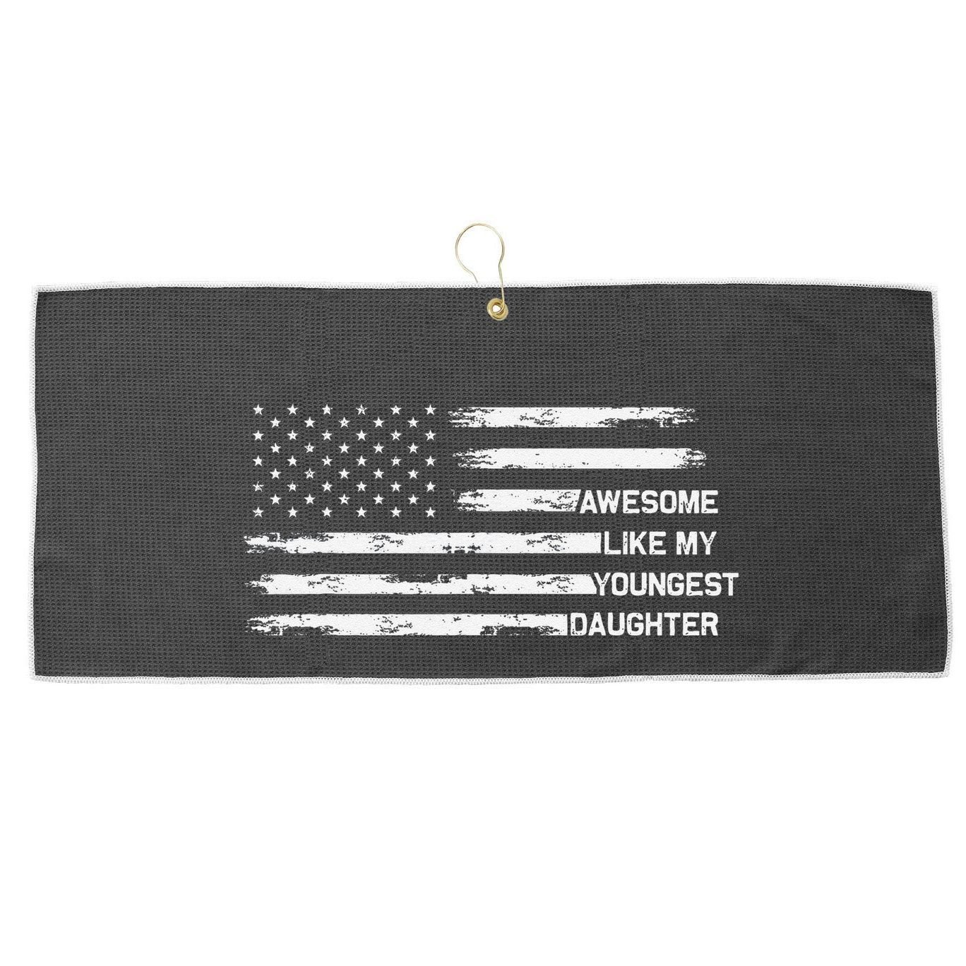 Awesome Like My Youngest Daughter Fathers Day Dad Joke Large Microfiber Waffle Golf Towel