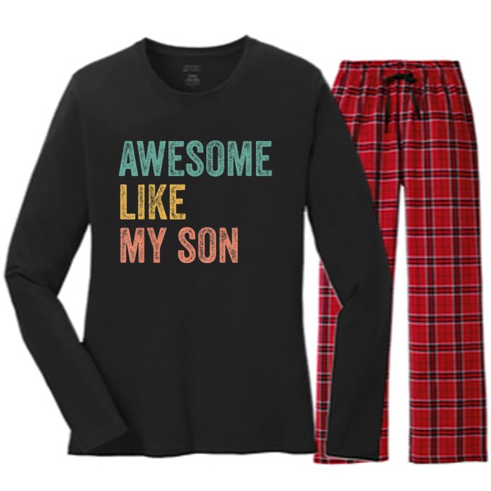 Awesome Like My Son Mom And Dad Women's Long Sleeve Flannel Pajama Set 