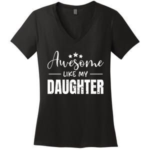 Awesome Like My Daughter Old Black Women's V-Neck T-Shirt