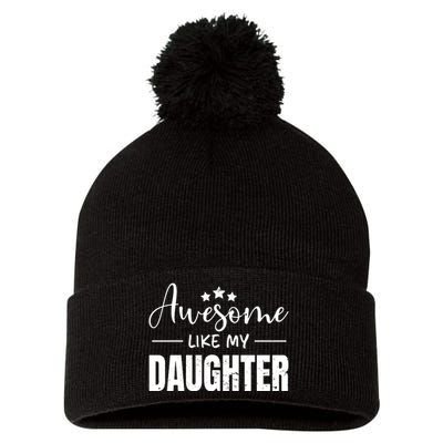 Awesome Like My Daughter Old White Pom Pom 12in Knit Beanie