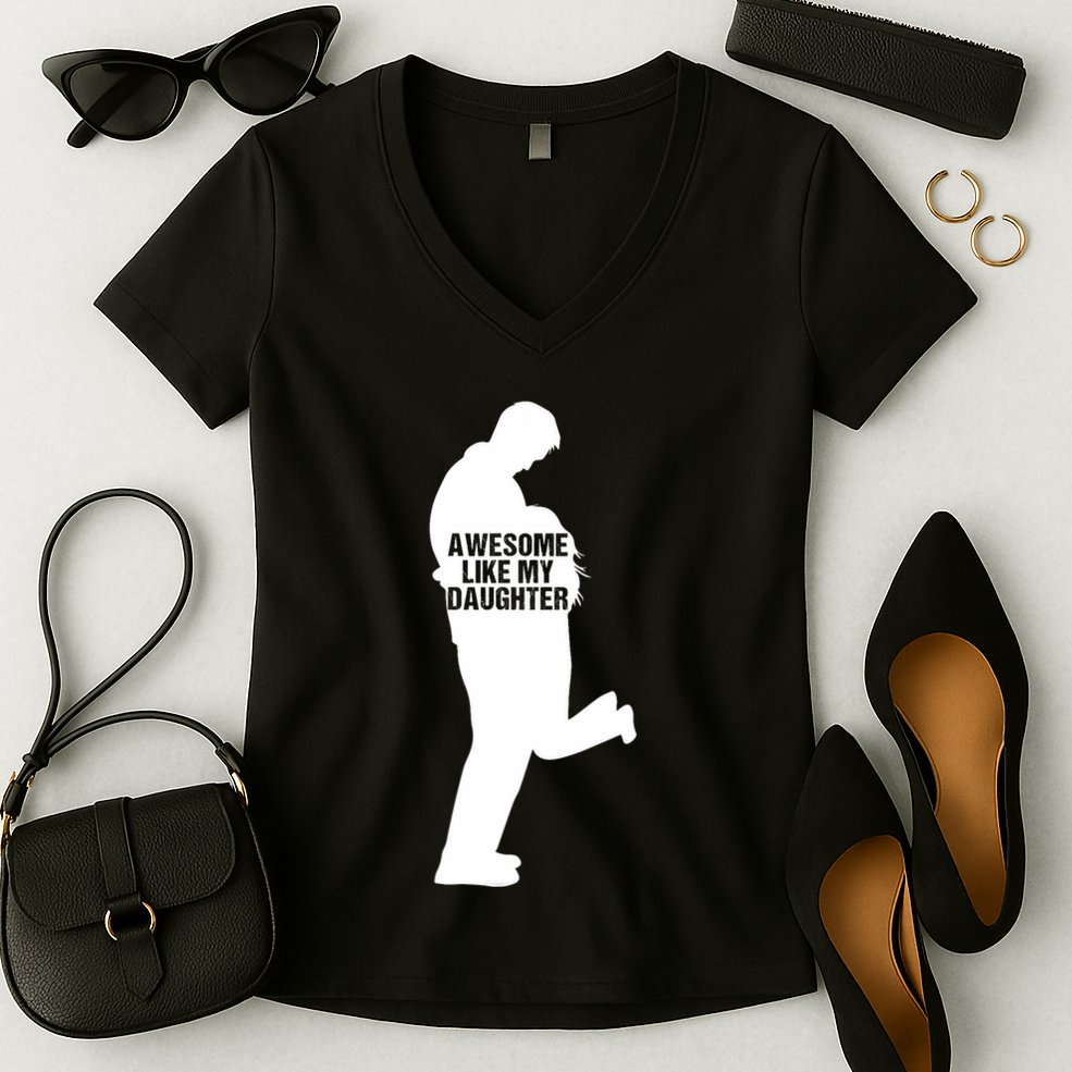 Awesome Like My Daughters Dad Daughter Funny FatherS Day Women's V-Neck T-Shirt