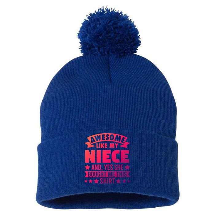 Awesome Like My Niece Uncle Aunt Gift Pom Pom 12in Knit Beanie