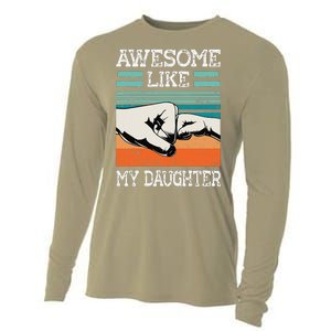 AWESOME LIKE MY DAUGHTER Funny Fathers Day Dad Joke Cooling Performance Long Sleeve Crew