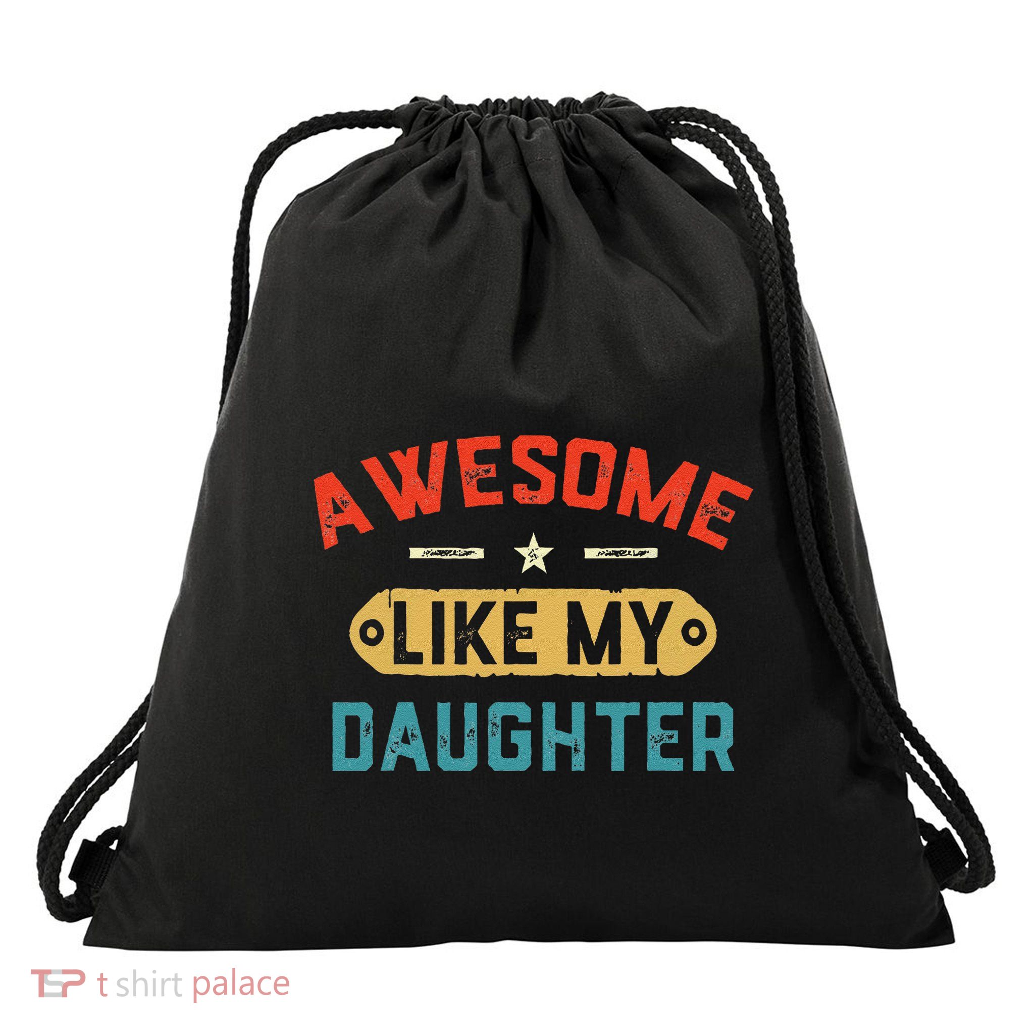 Awesome Like My Daughter Retro Man Dad Funny Fathers Day Drawstring Bag