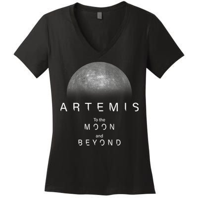 Artemis Launch Mission To The Moon And Beyond Women's V-Neck T-Shirt