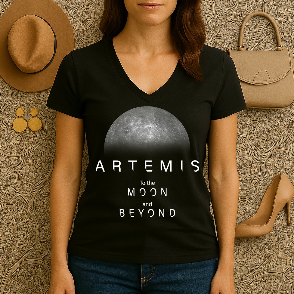 Artemis Launch Mission To The Moon And Beyond Women's V-Neck T-Shirt