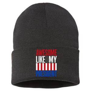 Awesome Like My President Donald Trump 2024 Elections Sustainable Knit Beanie