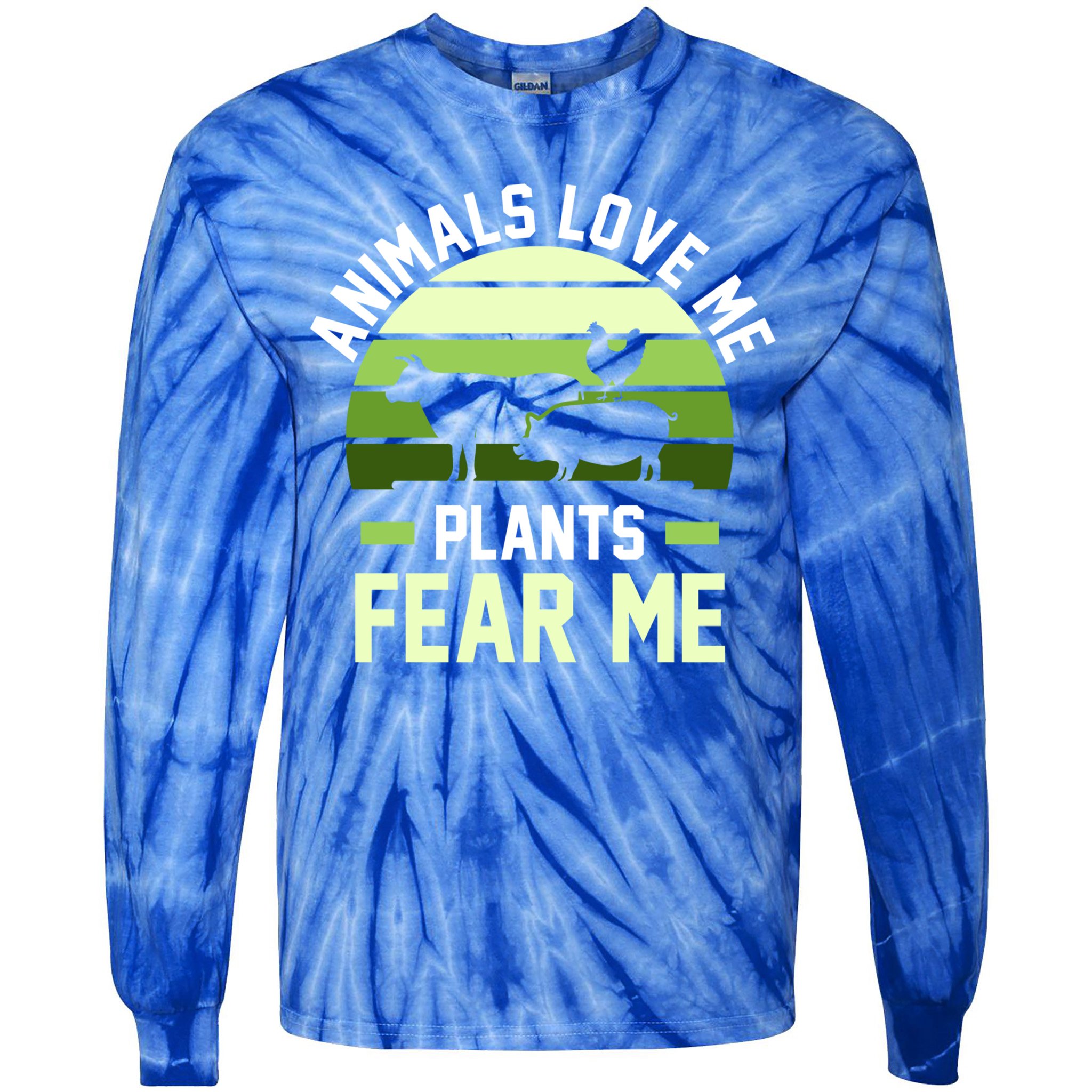 Animals Love Me Plants Eat Plants Cool Gift Tie-Dye Long Sleeve Shirt