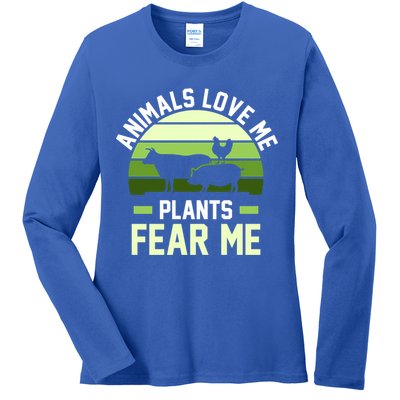 Animals Love Me Plants Eat Plants Cool Gift Ladies Long Sleeve Shirt