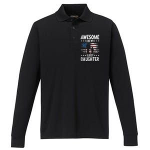 Awesome Like My Eldest Daughter Retro Usa Flag Fathers Day Performance Long Sleeve Polo