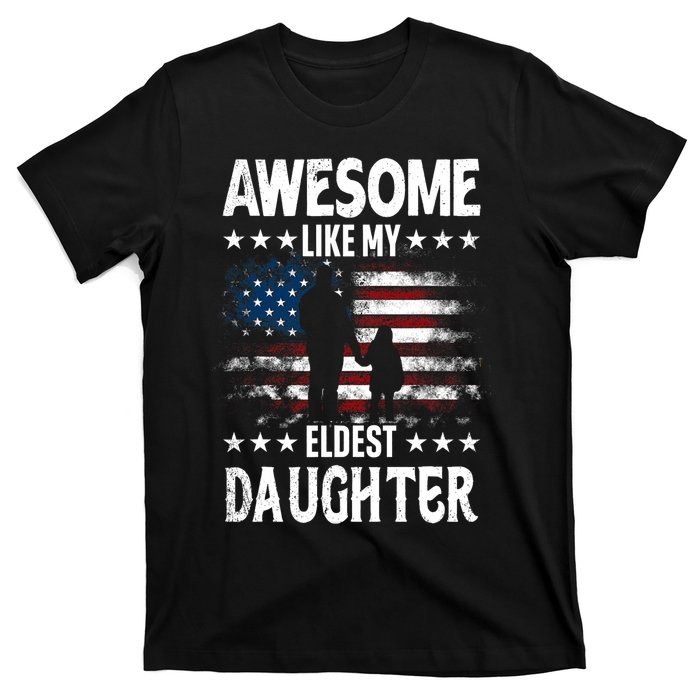 Awesome Like My Eldest Daughter Retro Usa Flag Fathers Day T-Shirt