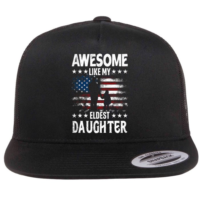 Awesome Like My Eldest Daughter Retro Usa Flag Fathers Day Flat Bill Trucker Hat