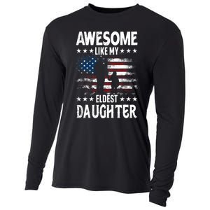 Awesome Like My Eldest Daughter Retro Usa Flag Fathers Day Cooling Performance Long Sleeve Crew