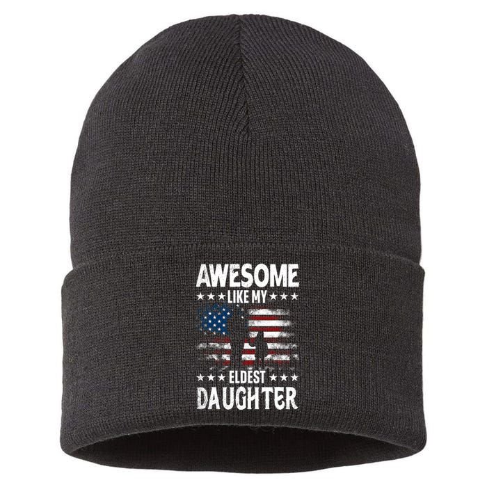 Awesome Like My Eldest Daughter Retro Usa Flag Fathers Day Sustainable Knit Beanie