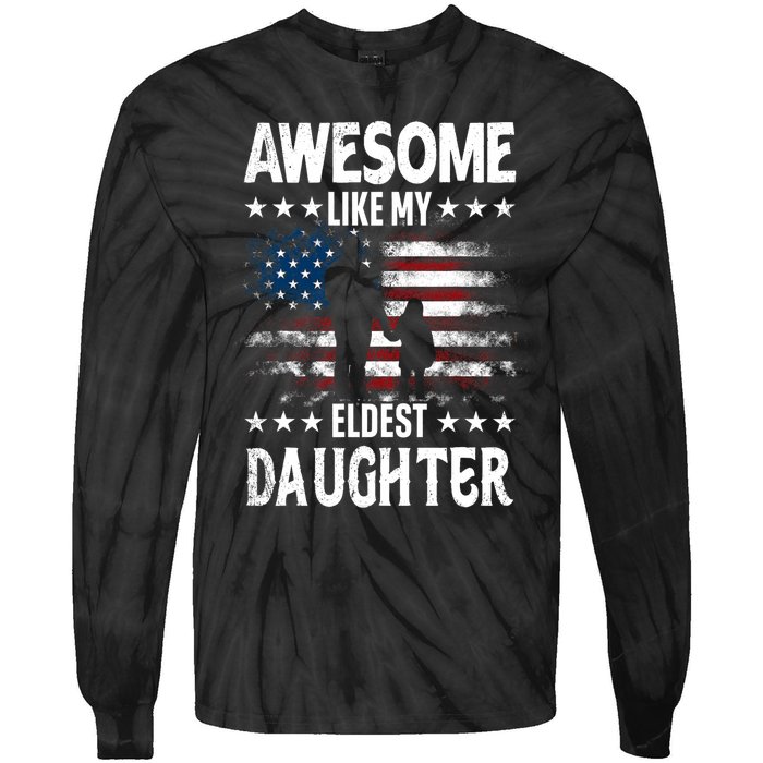 Awesome Like My Eldest Daughter Retro Usa Flag Fathers Day Tie-Dye Long Sleeve Shirt