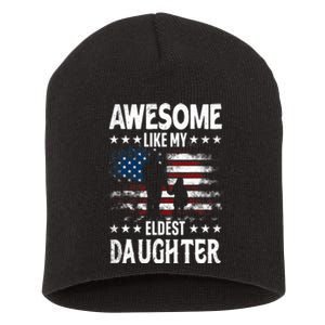 Awesome Like My Eldest Daughter Retro Usa Flag Fathers Day Short Acrylic Beanie