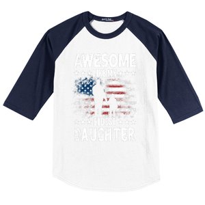 Awesome Like My Eldest Daughter Retro Usa Flag Fathers Day Baseball Sleeve Shirt