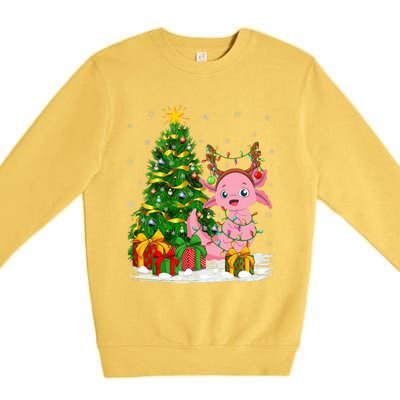 Axolotl Lover Matching Xmas Lighting Axolotl Christmas Premium Crewneck Sweatshirt