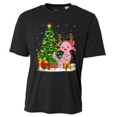 Axolotl Lover Matching Xmas Lighting Axolotl Christmas Cooling Performance Crew T-Shirt