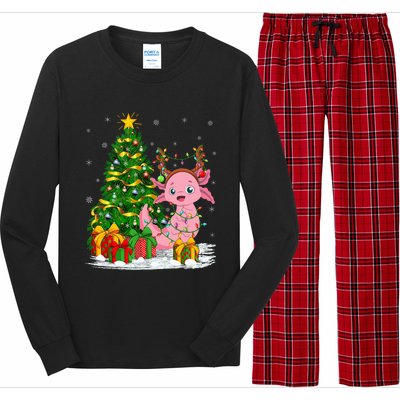 Axolotl Lover Matching Xmas Lighting Axolotl Christmas Long Sleeve Pajama Set