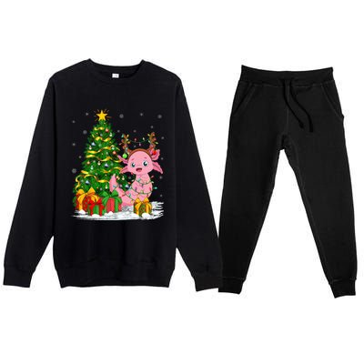 Axolotl Lover Matching Xmas Lighting Axolotl Christmas Premium Crewneck Sweatsuit Set