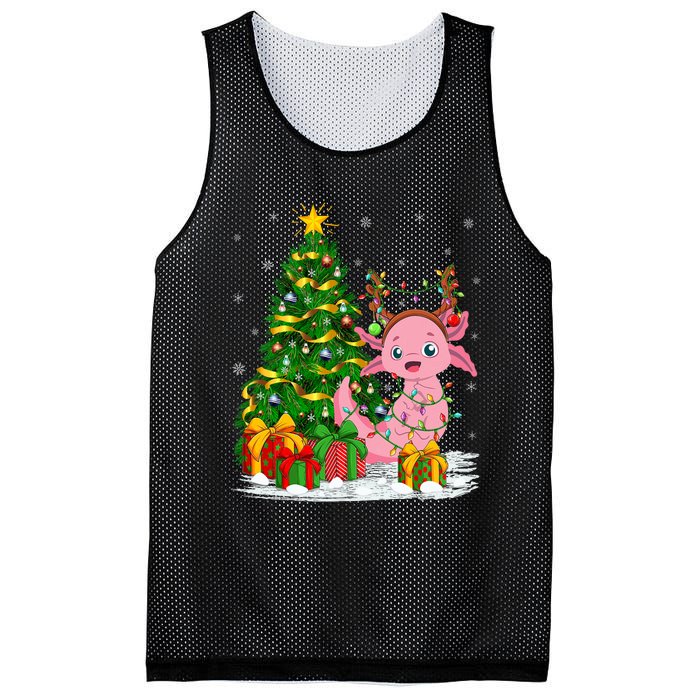 Axolotl Lover Matching Xmas Lighting Axolotl Christmas Mesh Reversible Basketball Jersey Tank