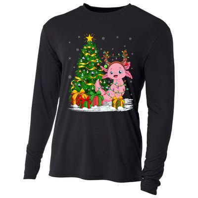 Axolotl Lover Matching Xmas Lighting Axolotl Christmas Cooling Performance Long Sleeve Crew