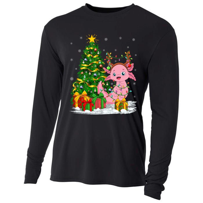 Axolotl Lover Matching Xmas Lighting Axolotl Christmas Cooling Performance Long Sleeve Crew