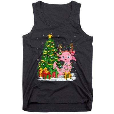 Axolotl Lover Matching Xmas Lighting Axolotl Christmas Tank Top