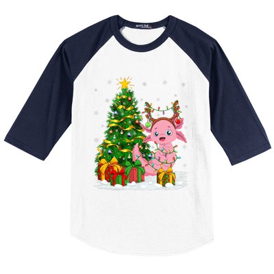 Axolotl Lover Matching Xmas Lighting Axolotl Christmas Baseball Sleeve Shirt