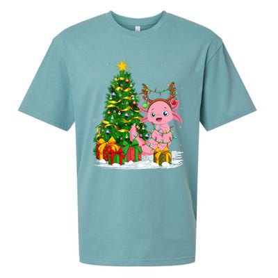 Axolotl Lover Matching Xmas Lighting Axolotl Christmas Sueded Cloud Jersey T-Shirt