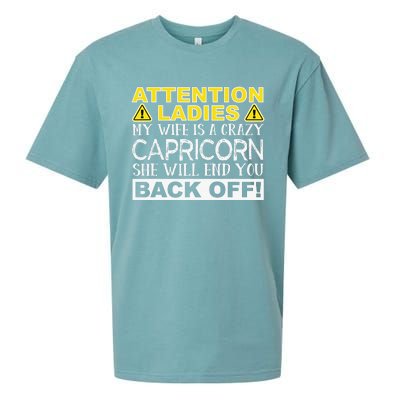 Attention Ladies My Wife Is A Crazy Capricorn Funny Sueded Cloud Jersey T-Shirt