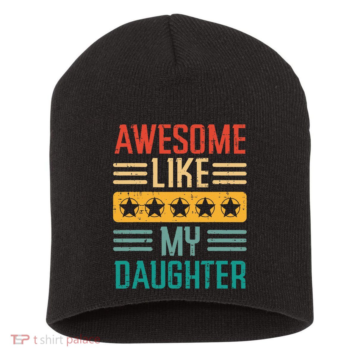 Awesome Like My Daughter Fathers Day Retro Dad Papa Dada Short Acrylic Beanie