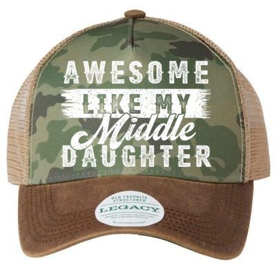 Awesome Like My Middle Daughter Retro Funny Fathers Day Legacy Tie Dye Trucker Hat