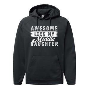 Awesome Like My Middle Daughter Retro Funny Fathers Day Performance Fleece Hoodie