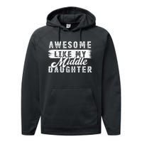 Awesome Like My Middle Daughter Retro Funny Fathers Day Performance Fleece Hoodie