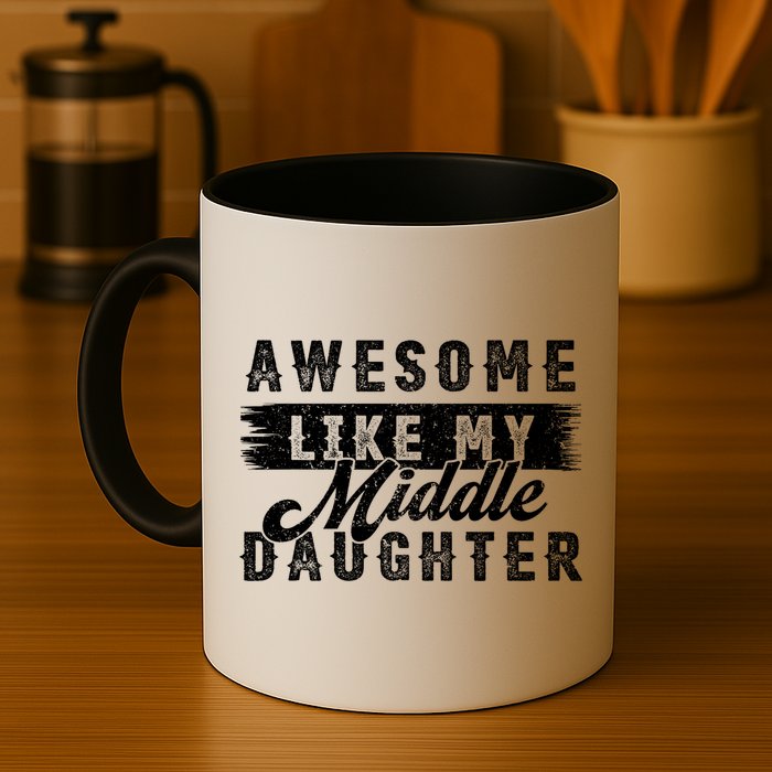 Awesome Like My Middle Daughter Retro Funny Fathers Day Mug