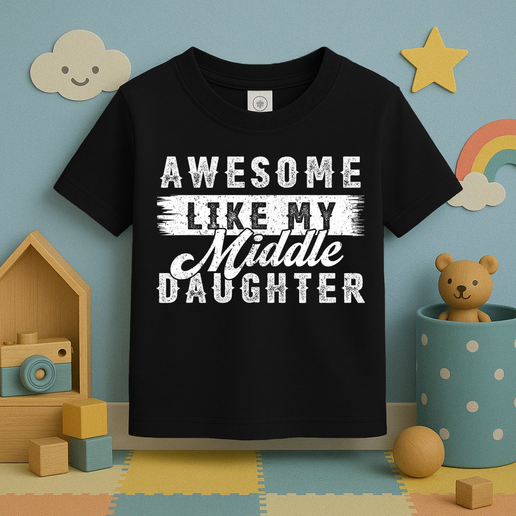 Awesome Like My Middle Daughter Retro Funny Fathers Day Toddler T-Shirt