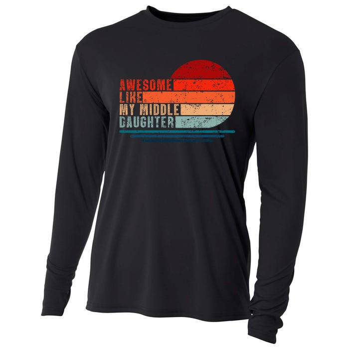 Awesome Like My Middle Daughter Vintage Fathers Day Dad Cooling Performance Long Sleeve Crew