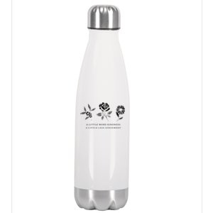 A Little More Kindness A Little Less Judgegift Flower Gift Stainless Steel Insulated Water Bottle